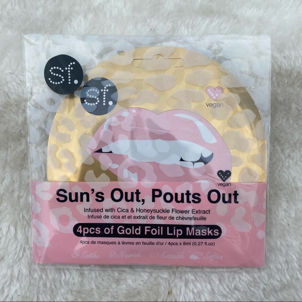 Brand new Sun’s out Pouts out gold foil‎ lip masks pack of 4
